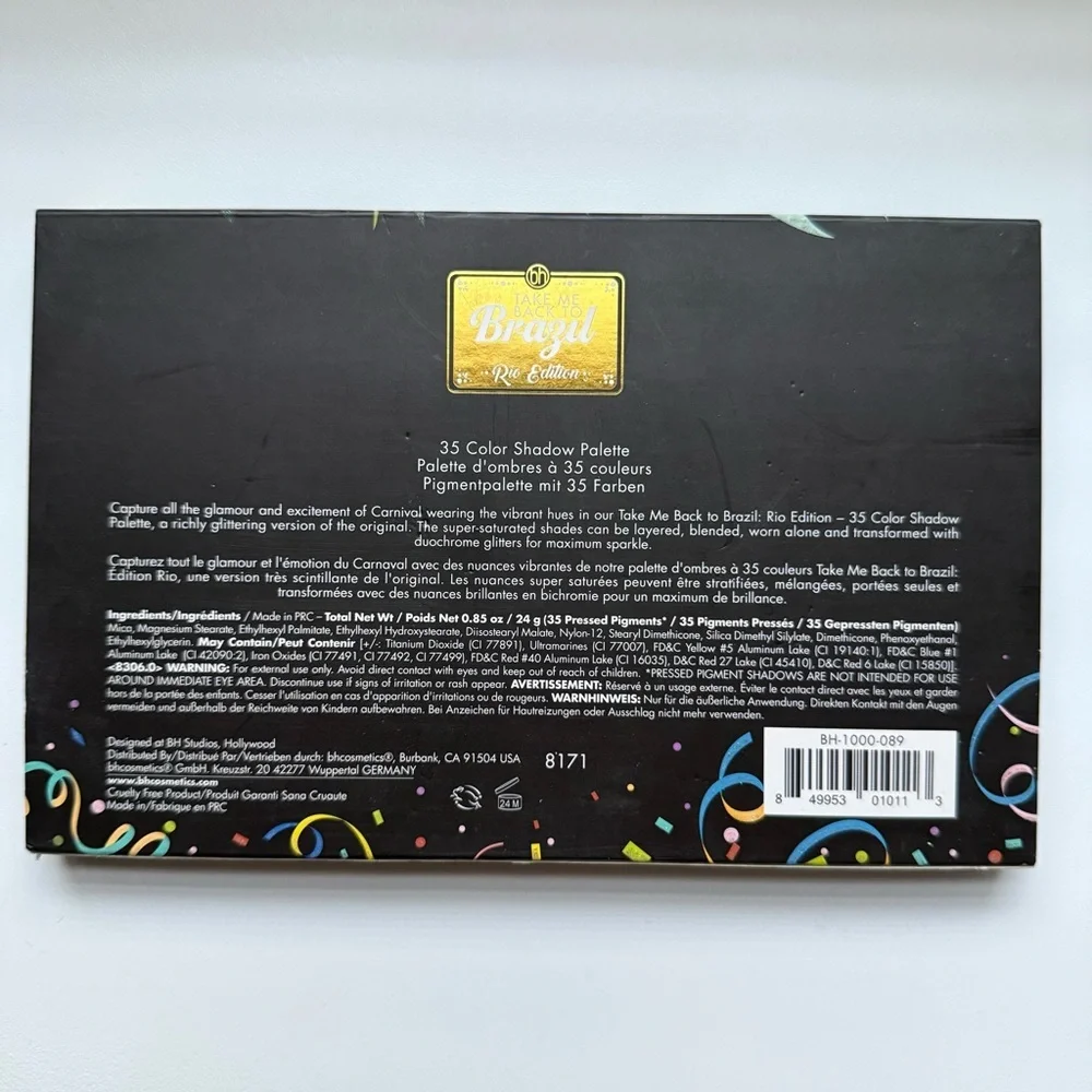 BH Cosmetics Eyeshadow Palette Take Me Back To Brazil Rio Edition 35 Colors